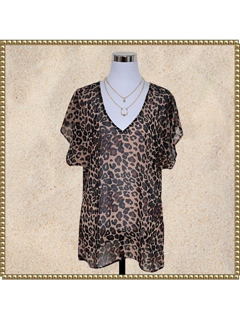 Show Me Your Mumu Leopard Batwing Sleeve Top Medium